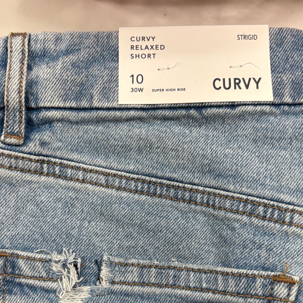 American Eagle Outfitters Curvy High Rise Shorts - Light Blue